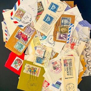 Vintage Postage Stamp On Paper Collection